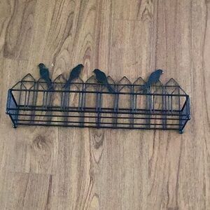 Black Metal Free-Standing or Wall Mount Decorative Shelf with Birds